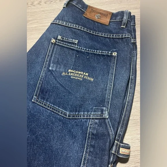 Y2K Rocawear denim blue jeans vintage grunge carpenter 36X34 men’s pants - Picture 2 of 9